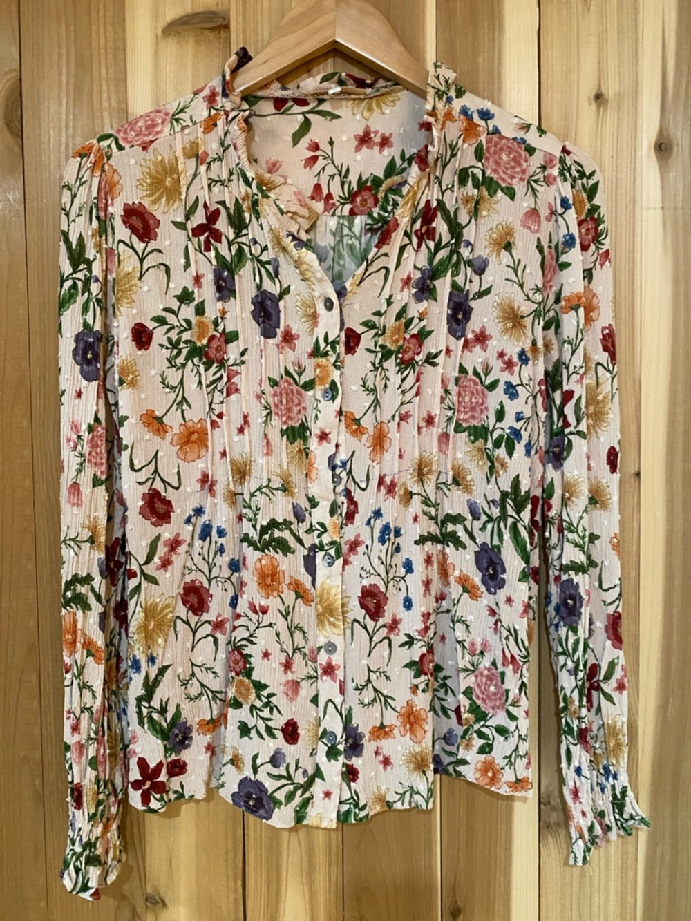 Olivaceous Cream Floral Button-Down Blouse